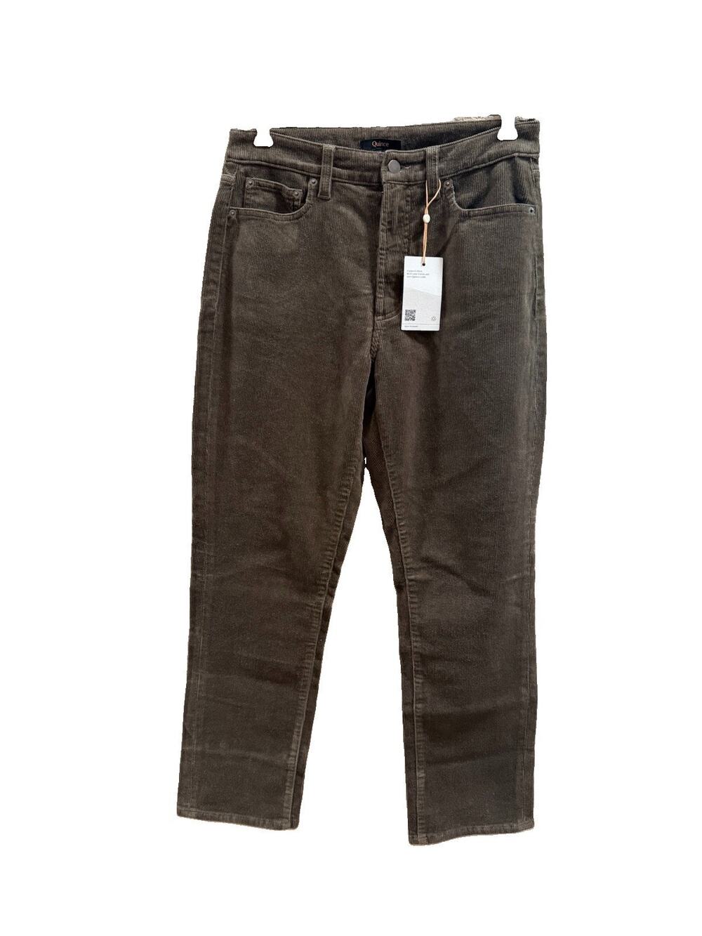 Quince Organic Stretch Corduroy Straight Leg Pants Seaweed Size 8 Capsule NWT